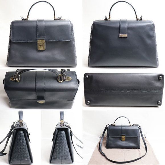 Bottega Veneta Nero Calf Medium Piazza 2Way Shoulder Bag Black - Picture 2 of 5